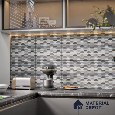Geometric Wall & Floor Tile TL 07237 F Alpi 8004 GLM (Silver) 1 ft x 1 ft Ceramic Matte Finish - 9 mm  | 2 mm Spacer is Mandatory | Please Expect a Slight Variation of Pattern (Sample)